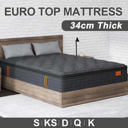 Queen Size 34cm Medium Firm Euro Top Mattress