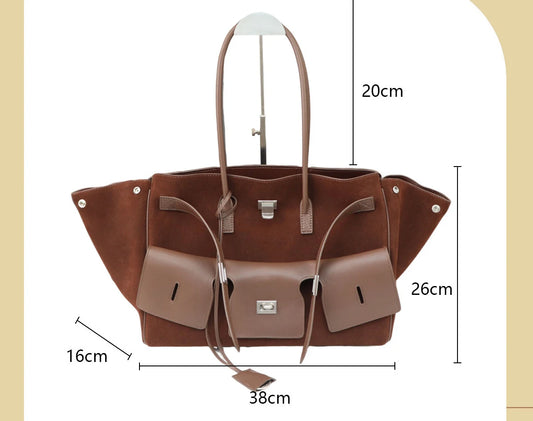 Cowhide Messenger Bag Spacious Tote
