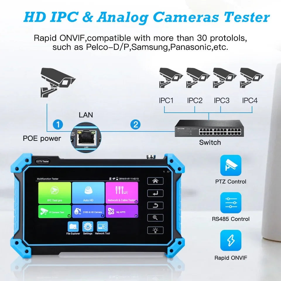 Smart 5.4" IP Camera Monitor with POE PTZ and Audio Test