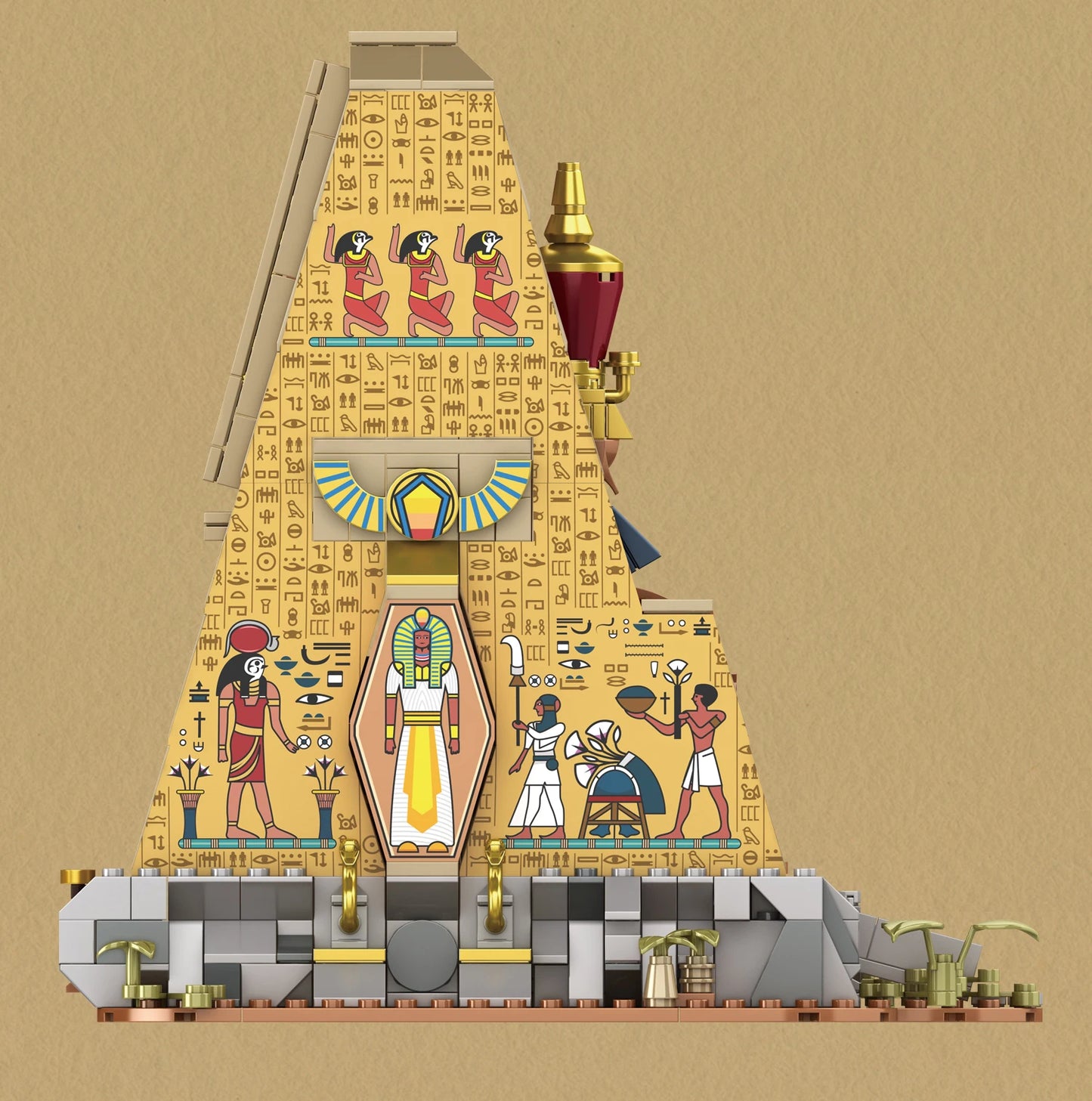 Ancient Egyptian Temple Building Blocks DIY Model with Statues