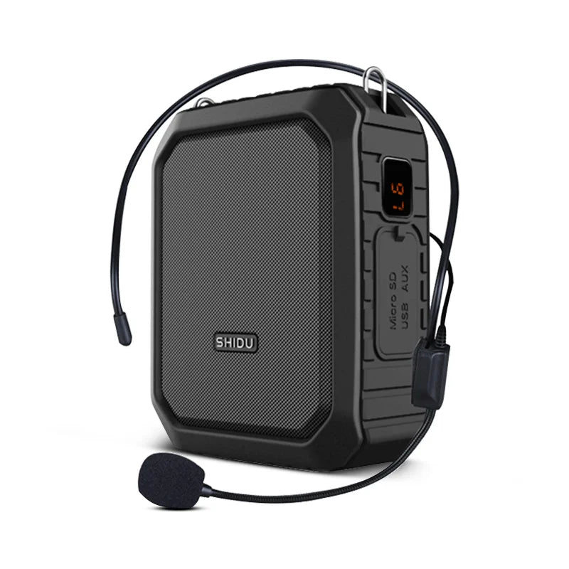Rechargeable Voice Amplifier with Wired Mic Bluetooth Black