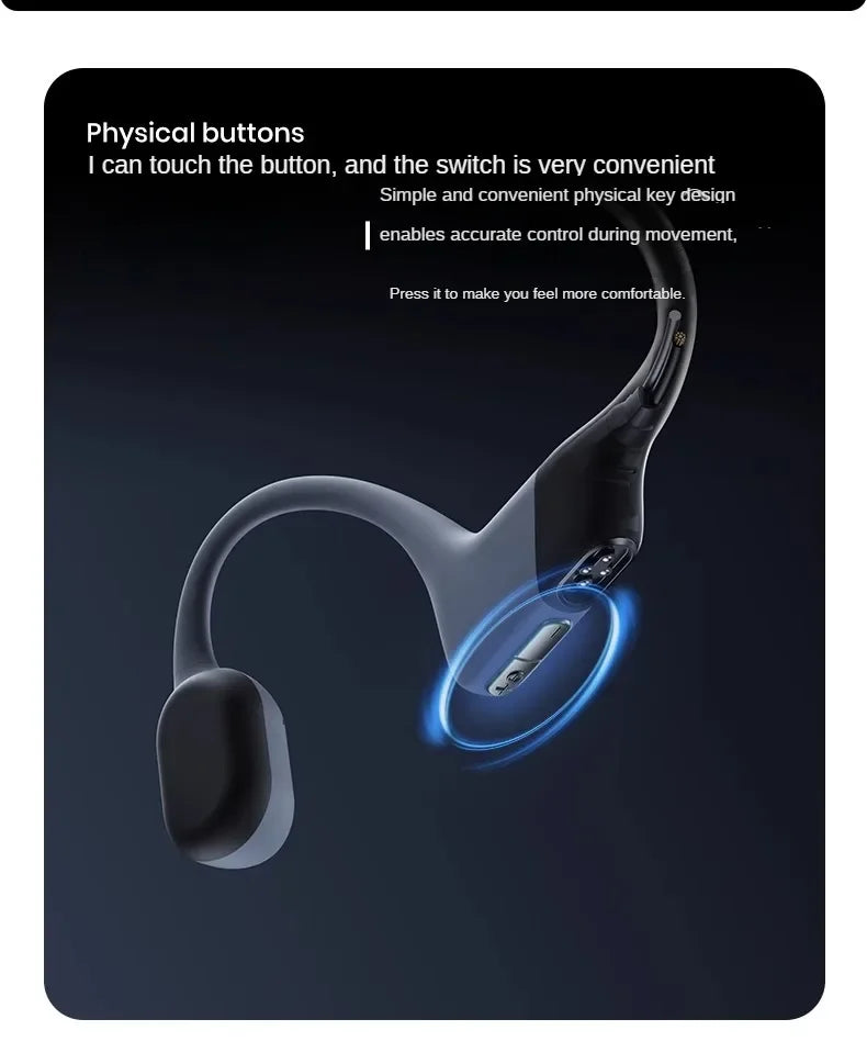 Black Bluetooth 5.4 Bone Conduction Swim Headphones