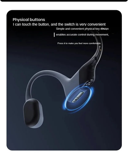 Black Bluetooth 5.4 Bone Conduction Swim Headphones