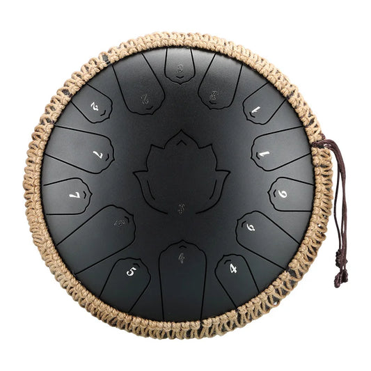 Handpan Style Black Steel Tongue Drum 13 Inch 15 Note