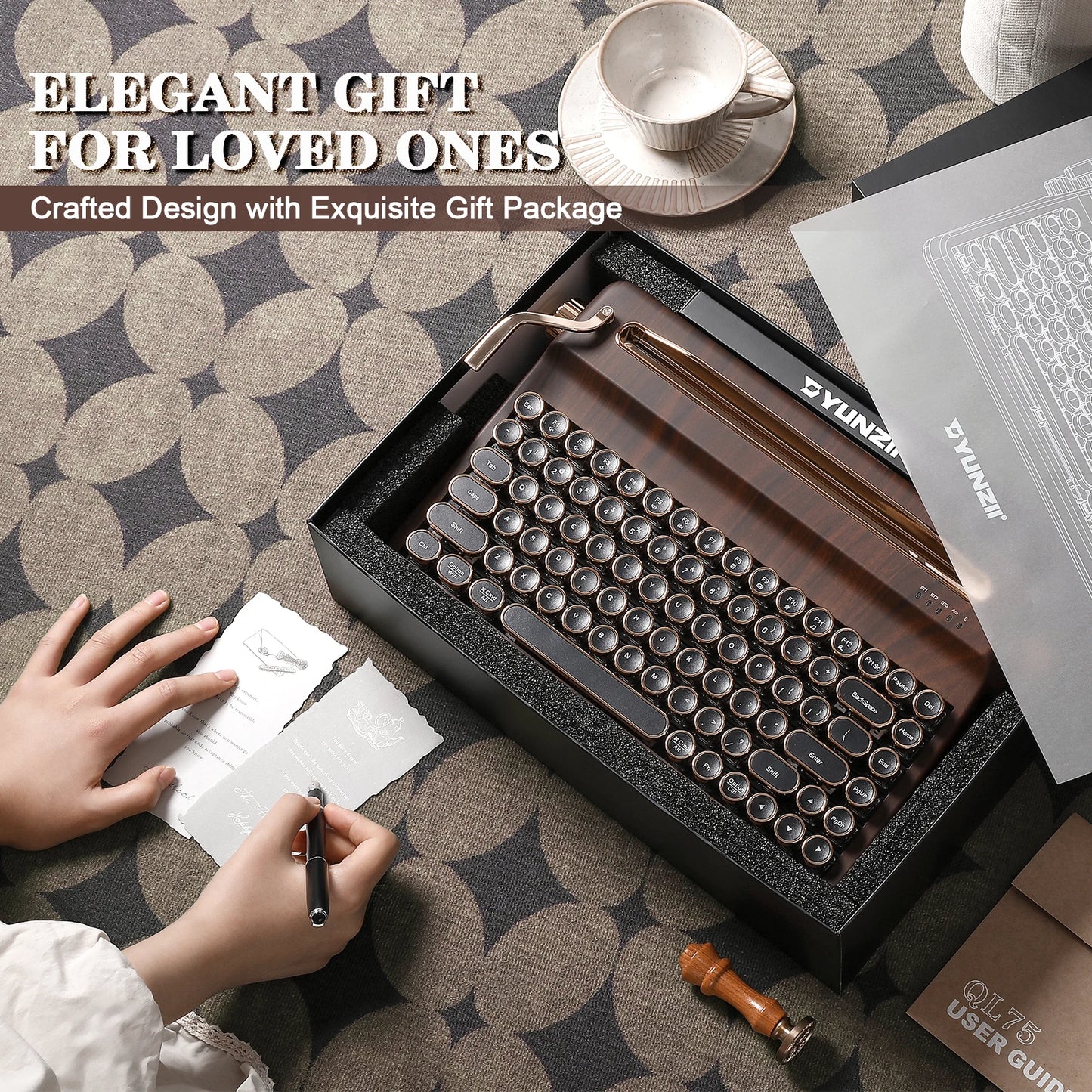 Wood Grain Wireless Mechanical Keyboard Cocoa Cream V2 Linear