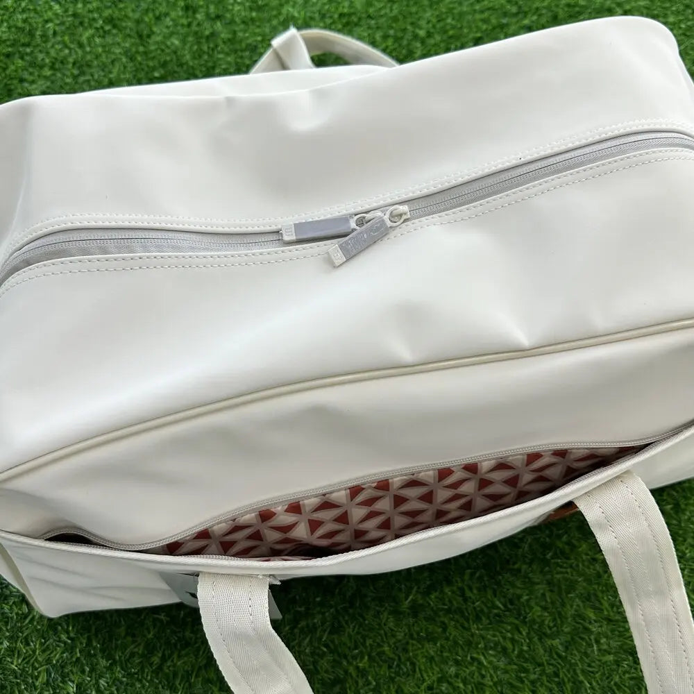 Vintage Tennis Racket Duffel Bag Cream for Men and Women