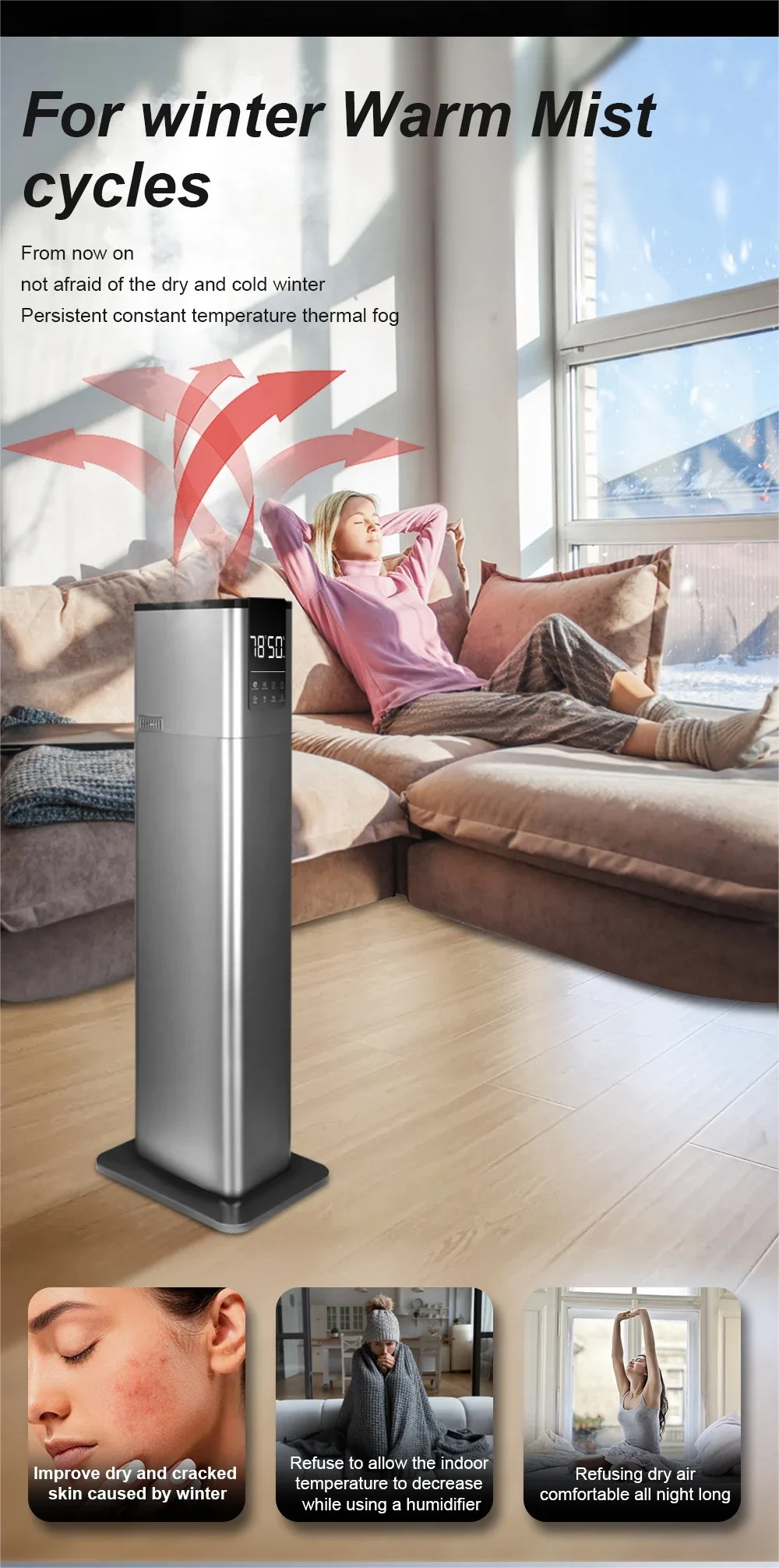 13L Grey Air Humidifier with UV Disinfection and Aroma Box