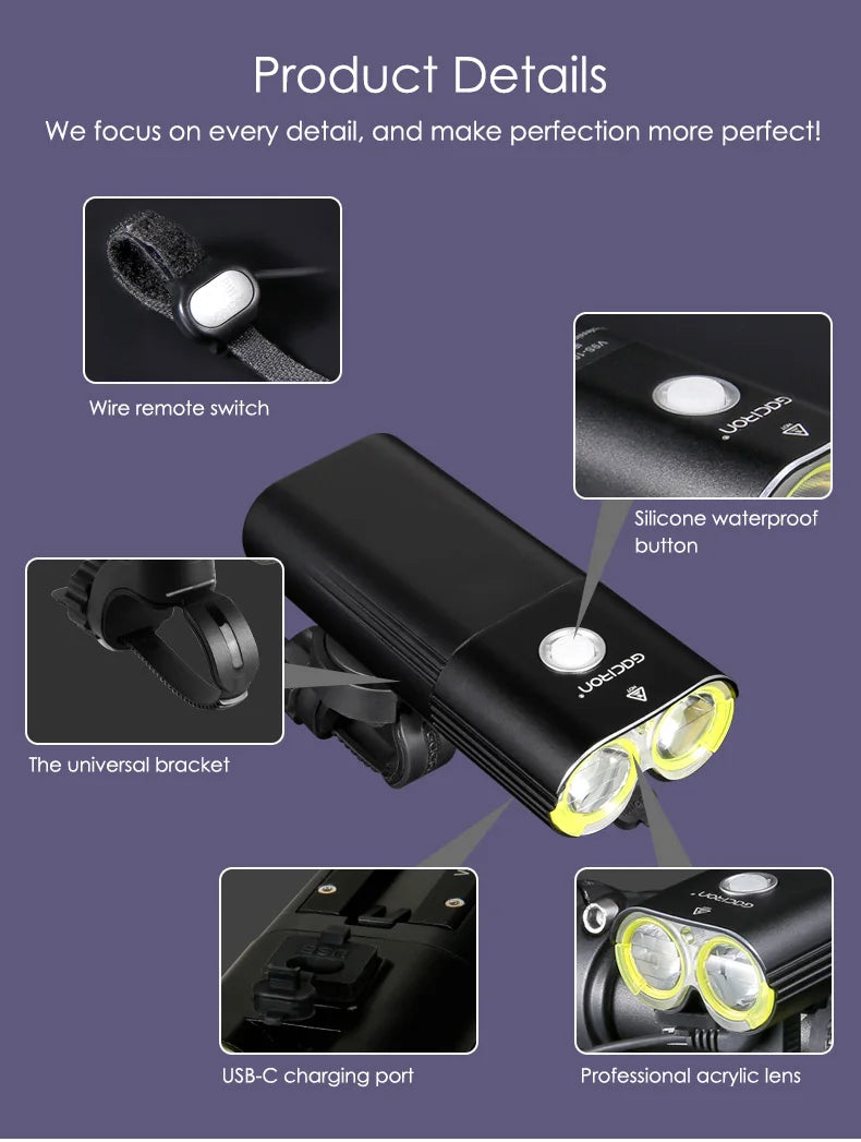 1800 Lumen Bicycle Front Light For Safe Night Rides