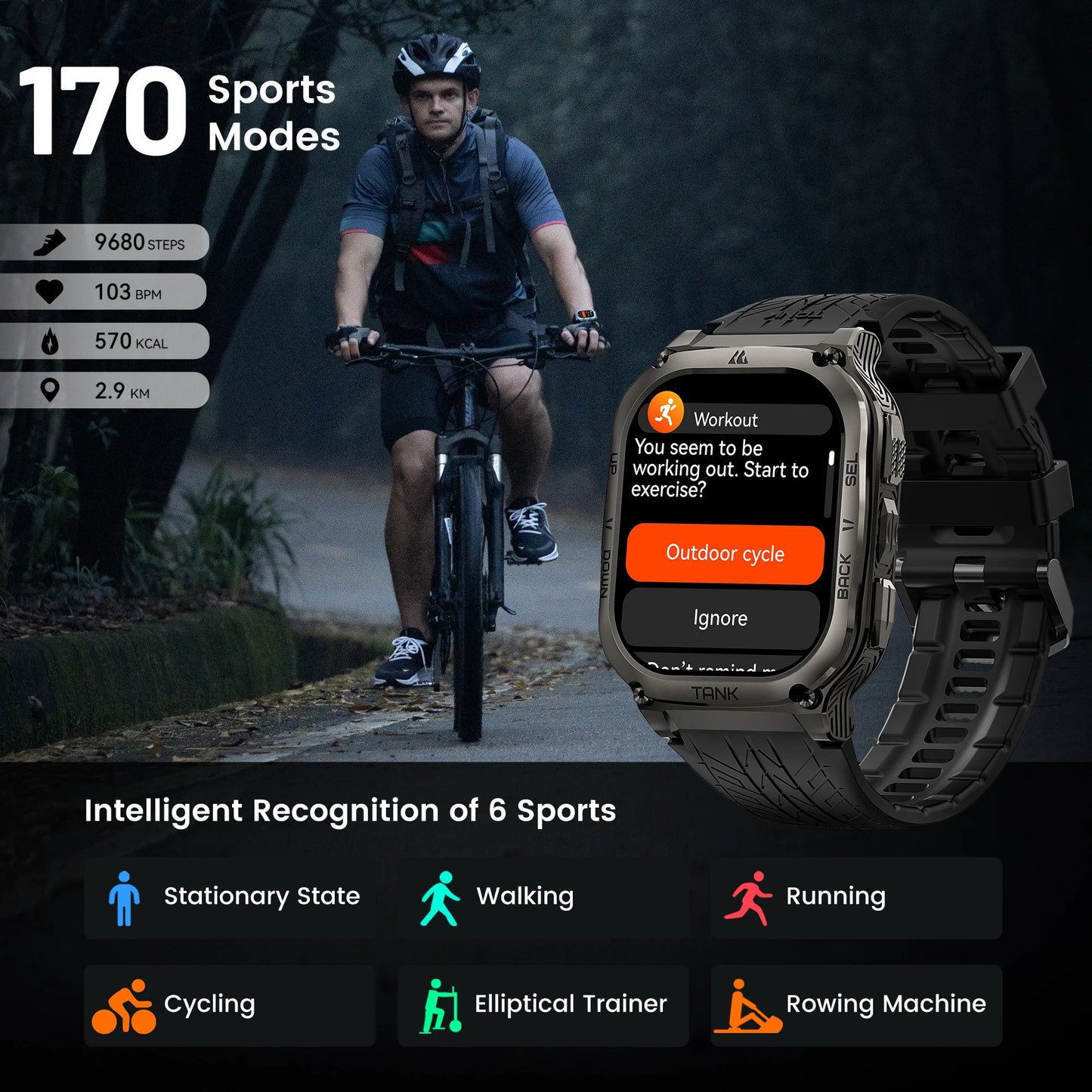 Waterproof AMOLED Fitness Smartwatch with Bluetooth