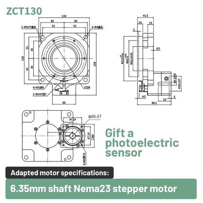 Stepper CNC Rotary Indexing Table 6.35mm Shaft