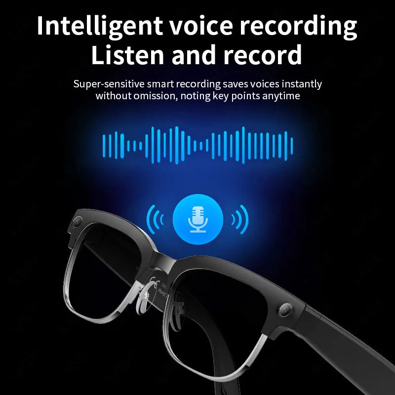 Rechargeable AI Smart Glasses 8MP Camera IP66 Bluetooth