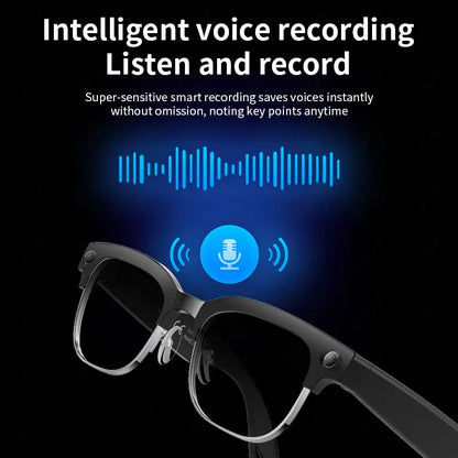 Rechargeable AI Smart Glasses 8MP Camera IP66 Bluetooth