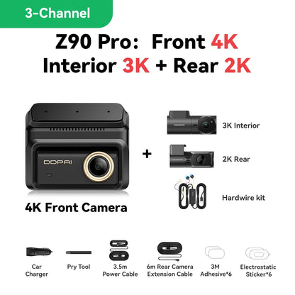 128GB 3‑Channel Dual Dash Cam with ADAS