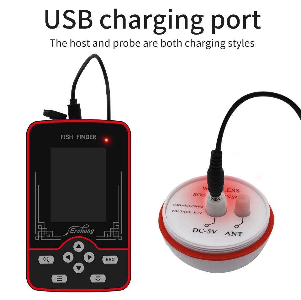 Portable Fish Finder Echo Sounder 197ft Depth Wireless Sonar