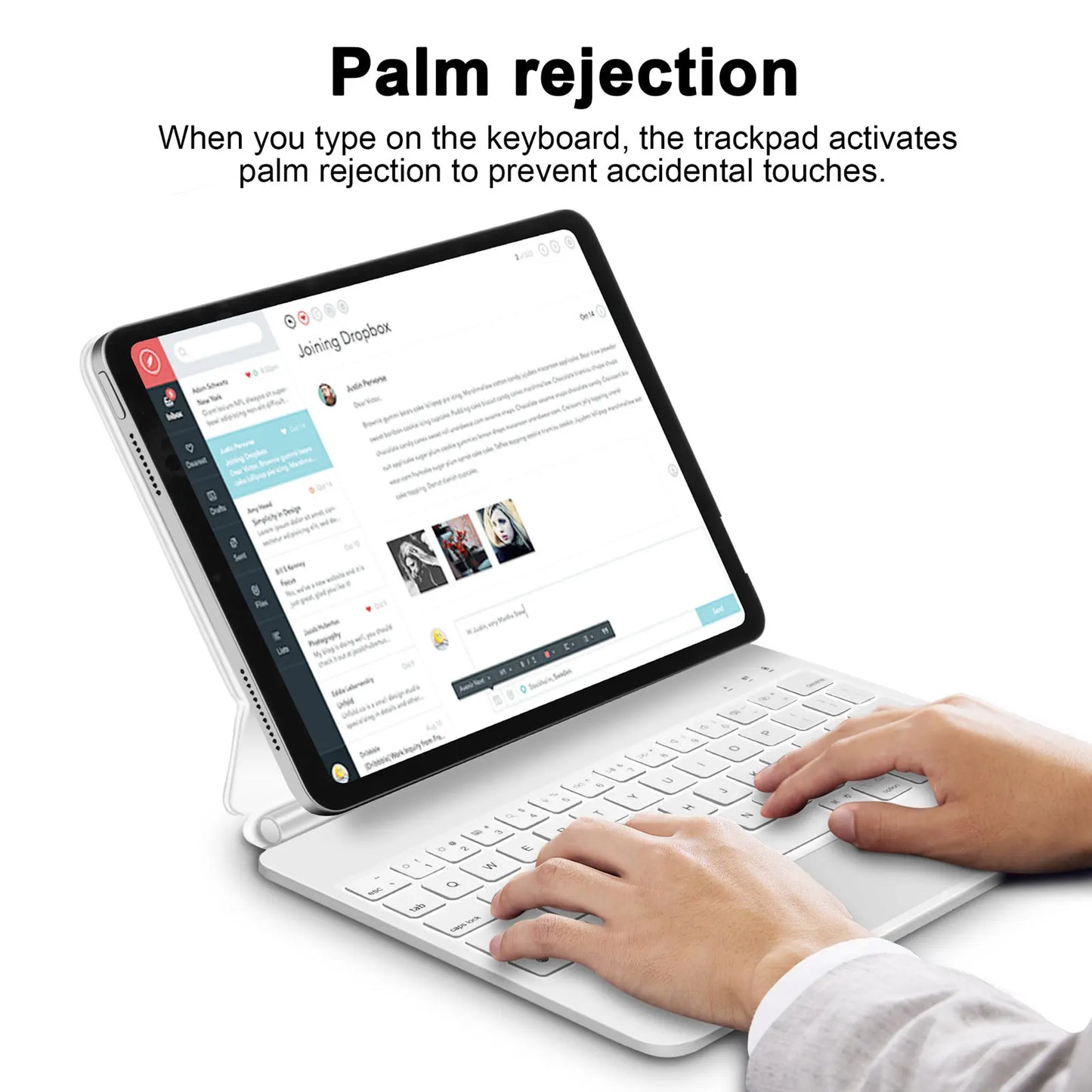 Magnetic Touch Keyboard White Case for iPad Pro 12.9