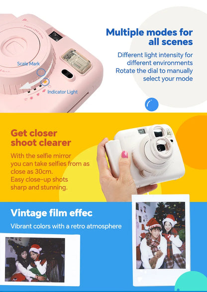 Blue Portable Instant Photo Camera Cute Macaron Design