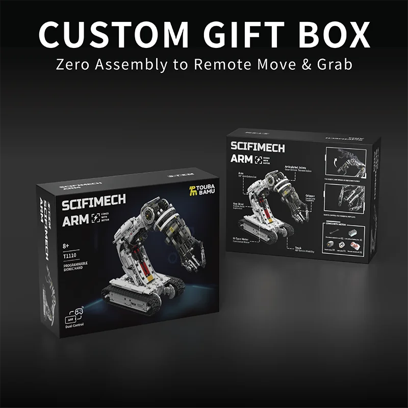Desktop Robotic Arm Toy with Assembly Bricks