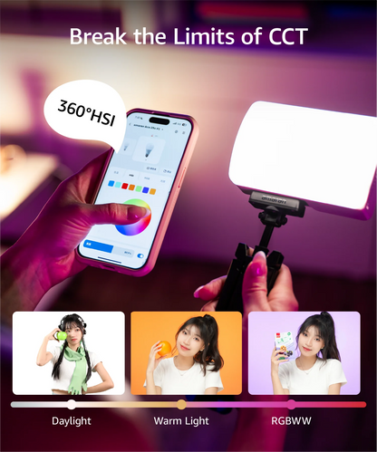 Compact RGB LED On-Camera Light 2300K-10000K