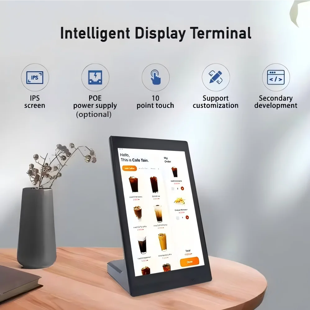White 10.1" Android Tablet for Restaurant Ordering