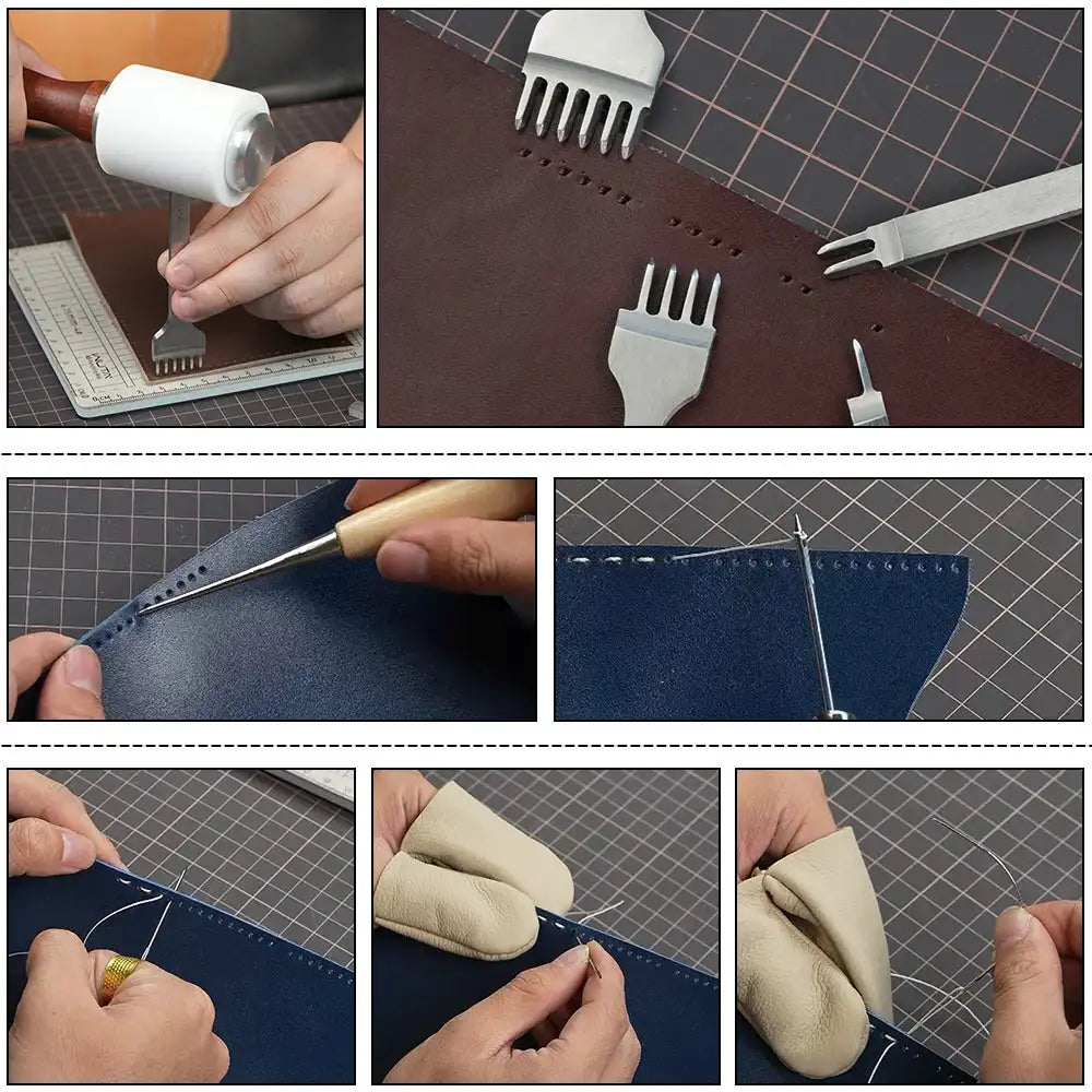 63-Piece Leatherworking Tool Kit for DIY & Repair