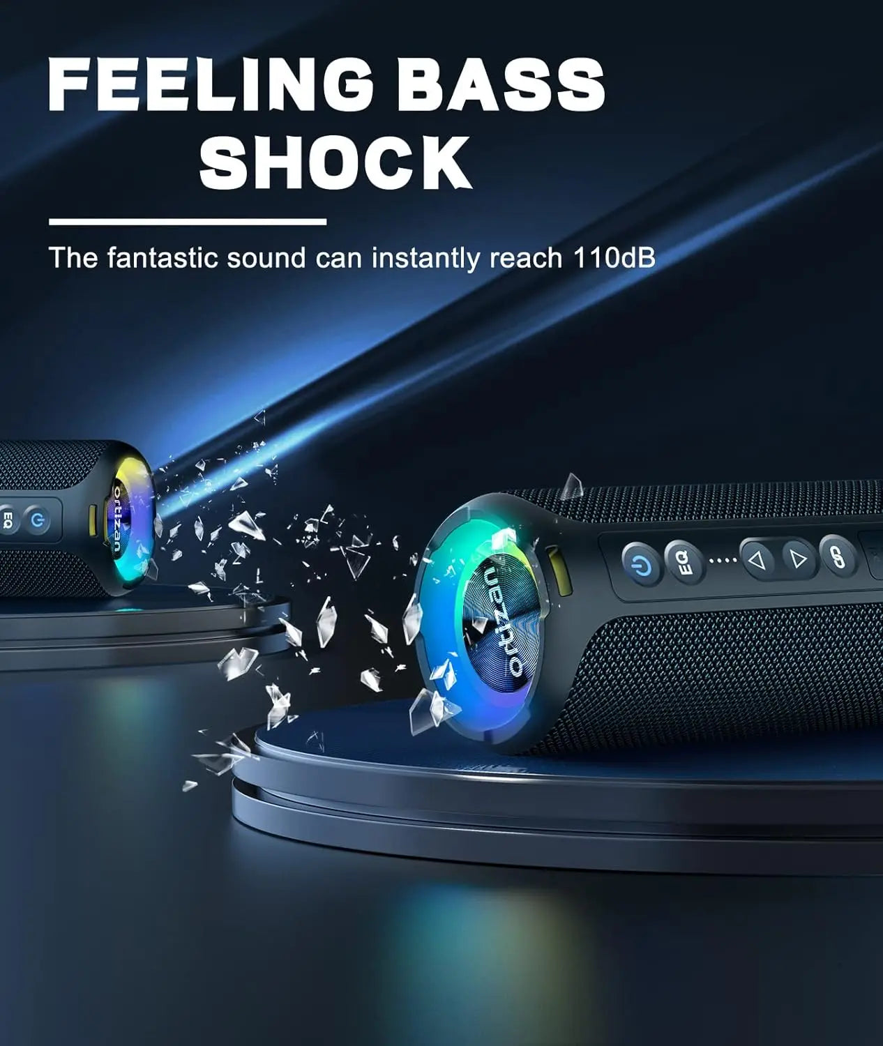 40W Portable Bluetooth Speaker 30Hrs IP7 Waterproof 2 Pack