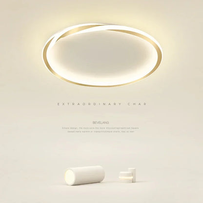 Compact 40cm Gold Round LED Ceiling Lamp with Remote Dimming