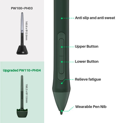Huion Inspiroy 2 Wireless Green Drawing Tablet with 8 Shortcut Keys