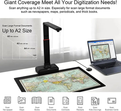 27MP Document and Book Scanner with Auto Flatten Function