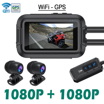 Front and Rear Motorcycle DVR Recorder with WiFi