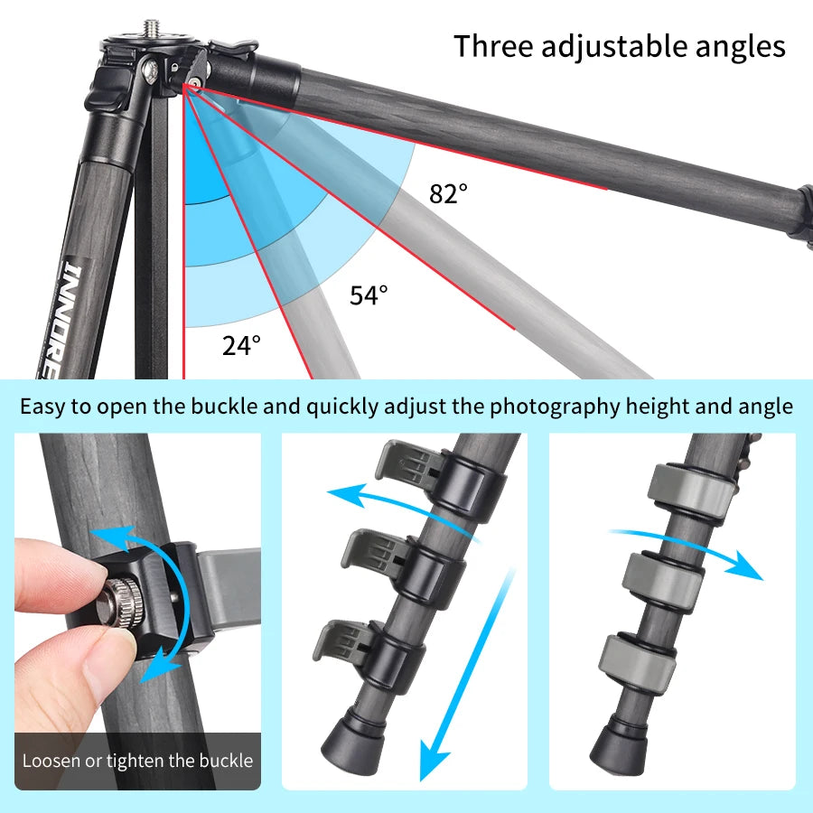 Compact Carbon Fiber Camera Tripod Heavy Duty 12kg