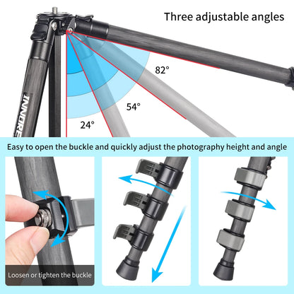 Compact Carbon Fiber Camera Tripod Heavy Duty 12kg