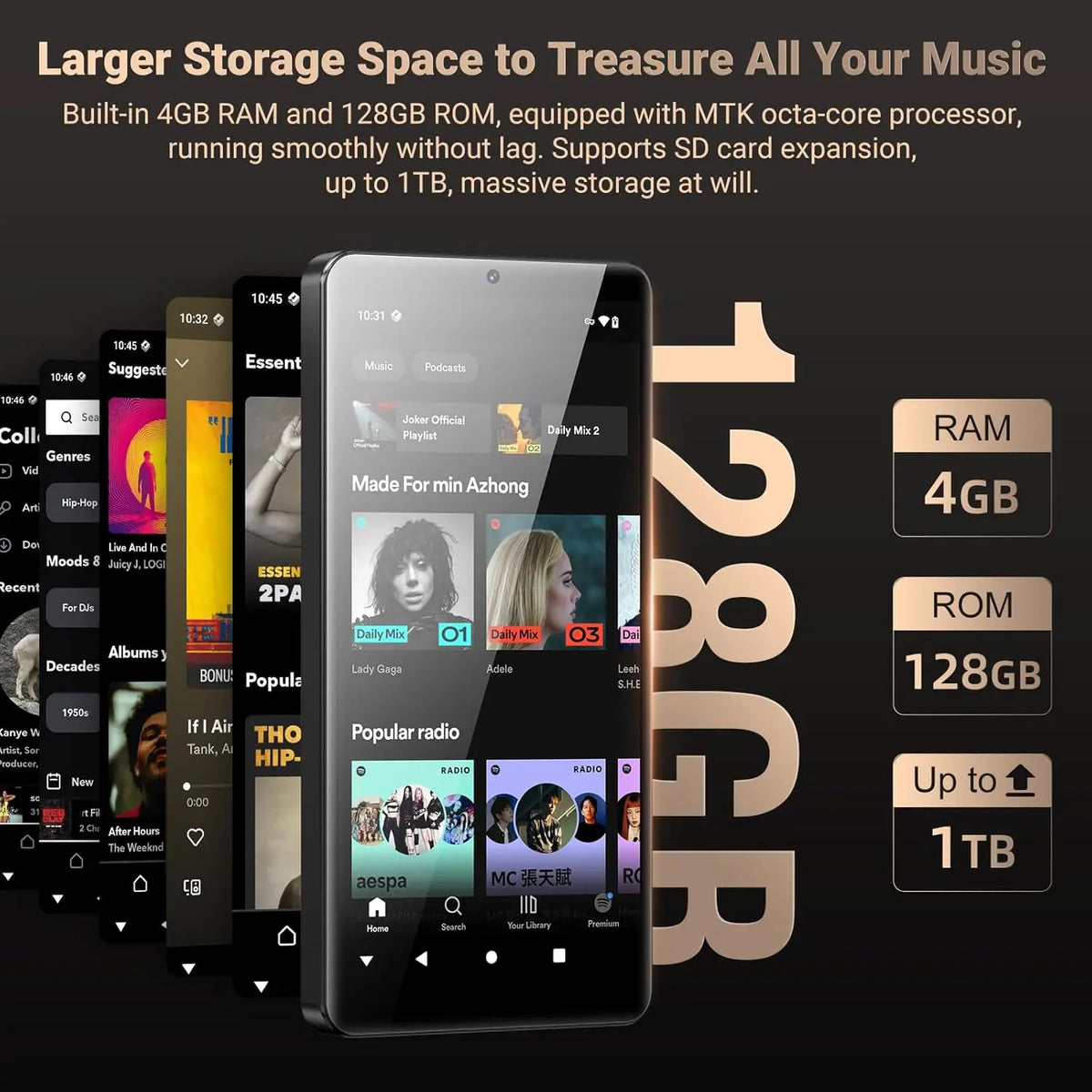 128GB MP3 Player with WiFi Bluetooth 5.5" HD Touchscreen