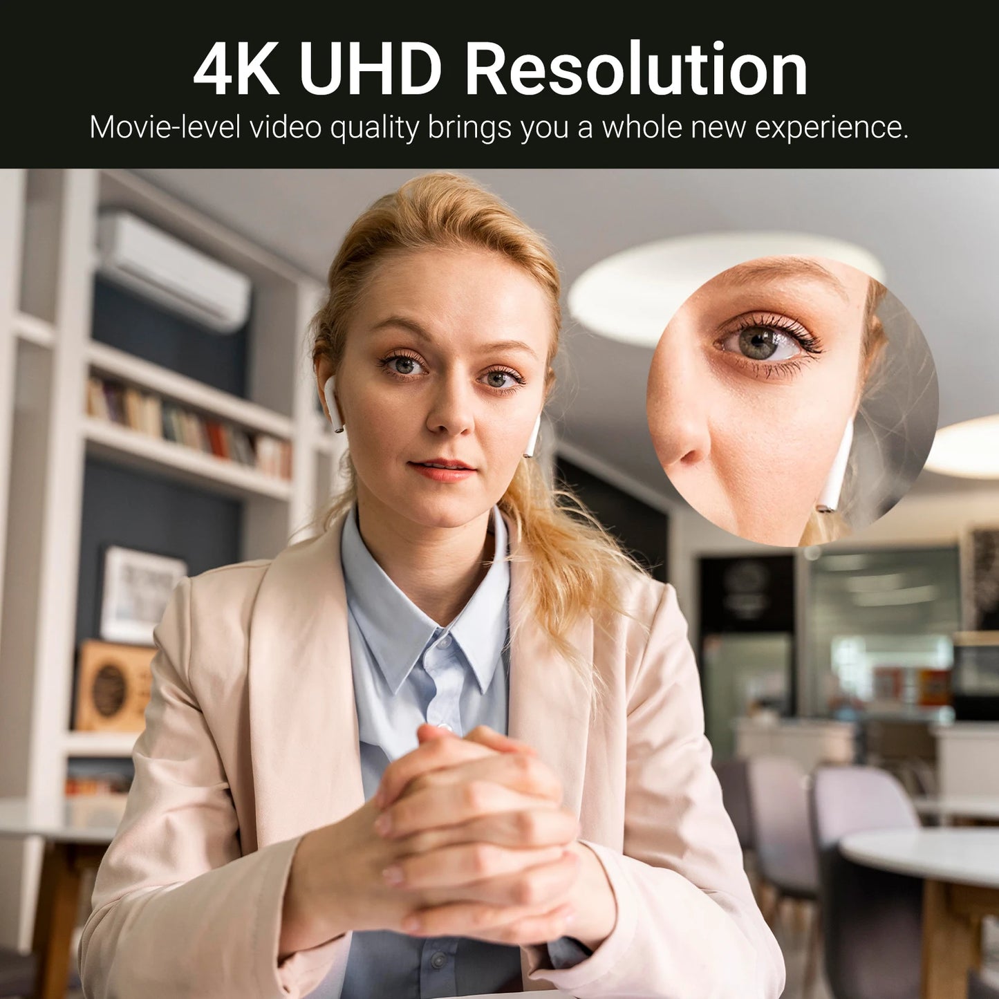 AI 4K Digital Zoom Webcam No Auto Track