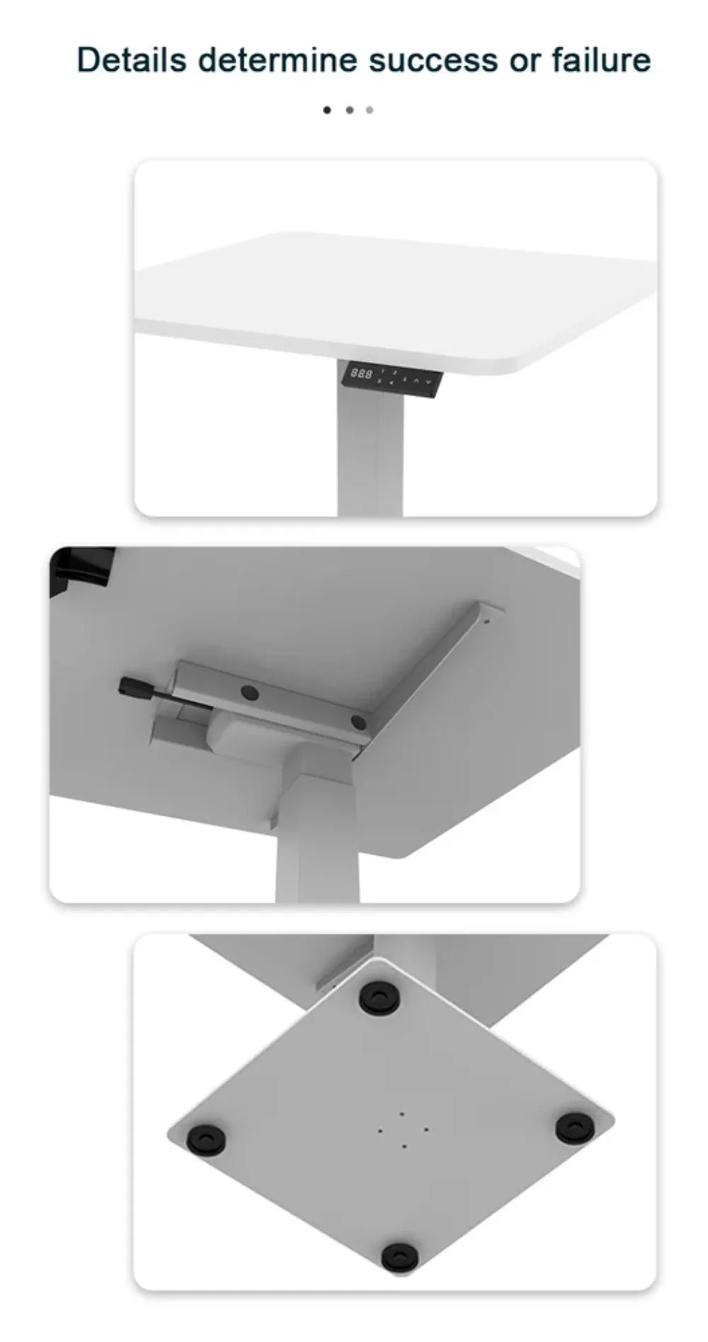 Motorized 3 Section Electric Standing Desk Frame Black