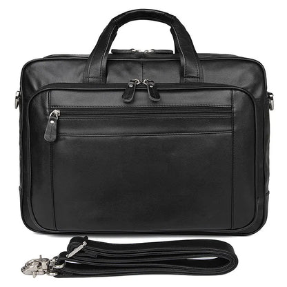Men’s Black Leather Business Bag for 17" Laptop