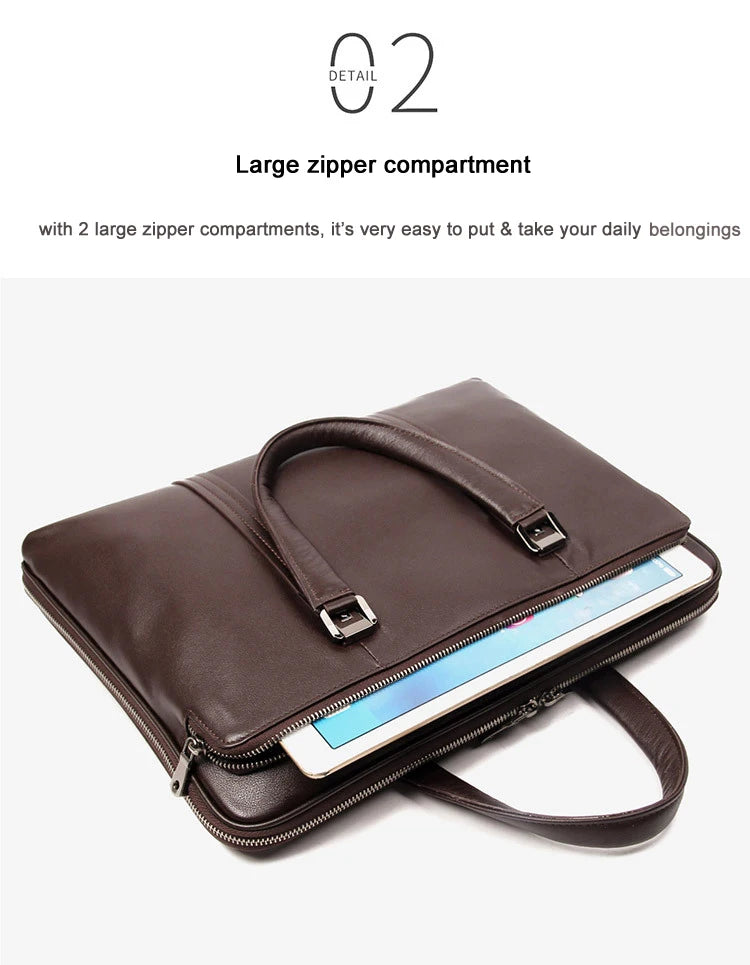 Leather Business Shoulder Bag 15.6" Black