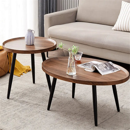 Round Nesting Coffee Tables Set of 2 Rustic Modern