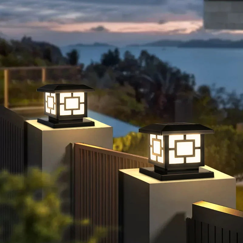 20cm Waterproof Solar LED Post Lights 2 Pack
