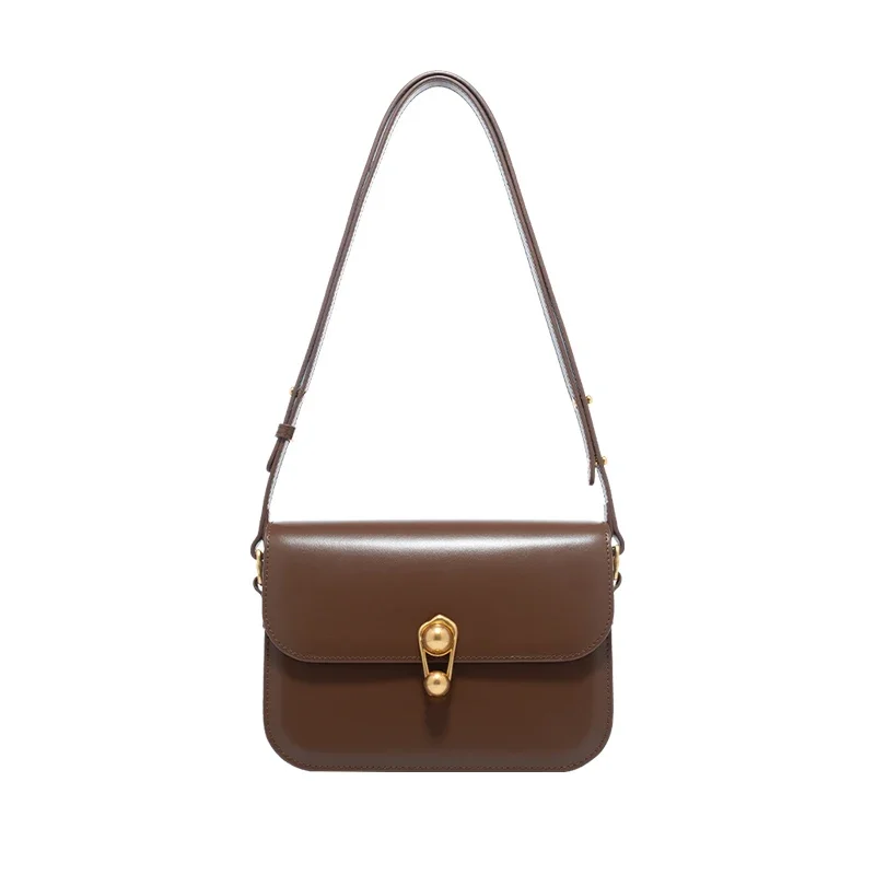 Brown Split Leather Designer Tote Handbag
