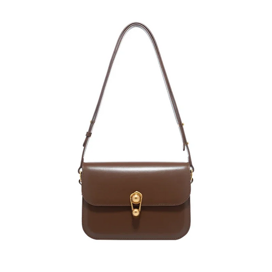 Brown Split Leather Designer Tote Handbag