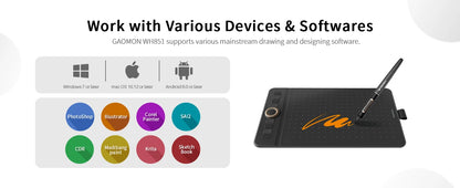 Bluetooth Graphics Tablet 16K Pressure Levels Android Compatible