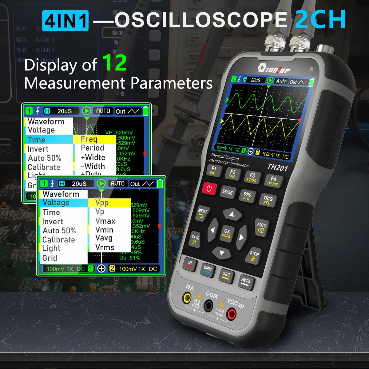 Portable 4in1 Thermal Imager Oscilloscope TH201 70MHz
