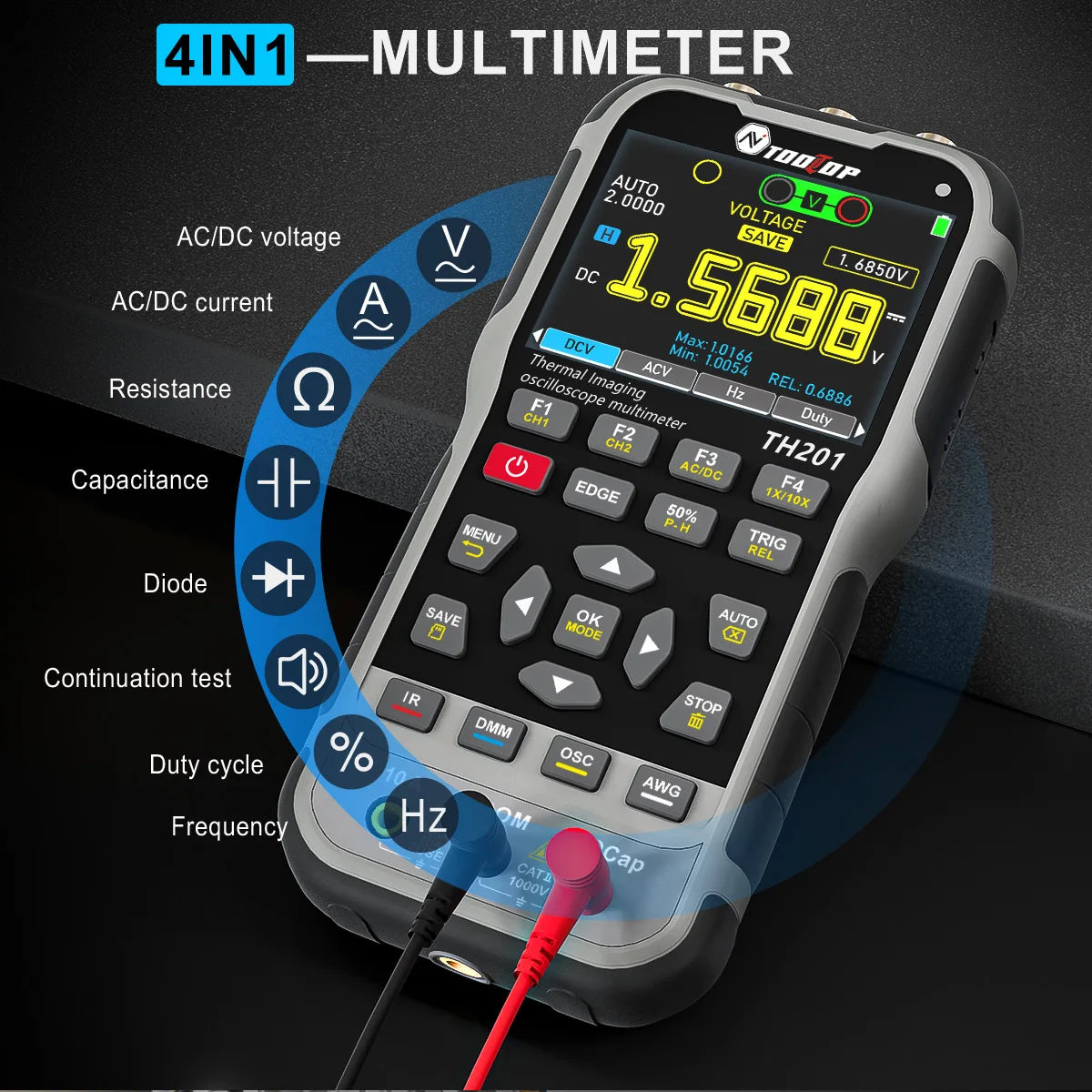Portable 4in1 Thermal Imager Oscilloscope TH201 70MHz