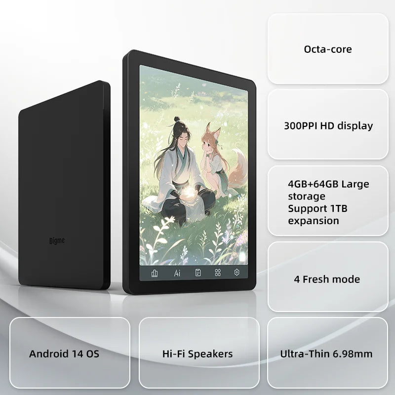 Portable 6 Inch E-Ink eReader 4GB 64GB Android 14