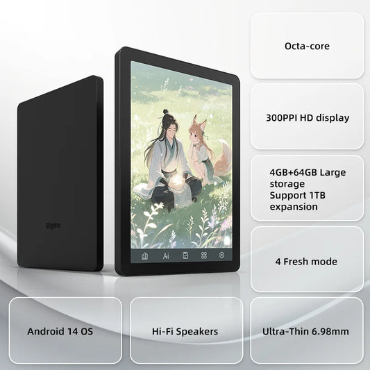 Portable 6 Inch E-Ink eReader 4GB 64GB Android 14