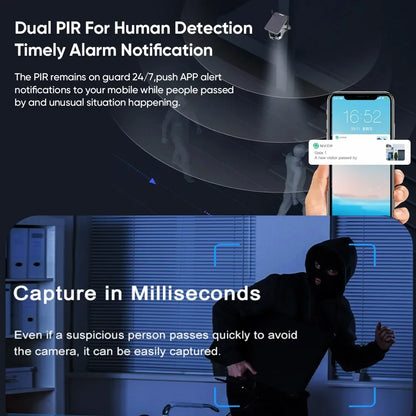 4K Smart WiFi Camera 128GB Outdoor PIR Detection