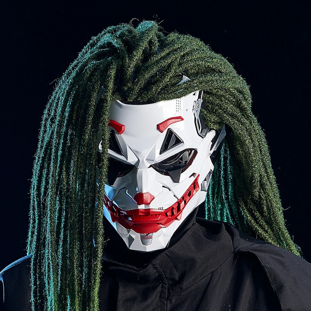 Halloween Cyberpunk Clown Mask with Braided Hair