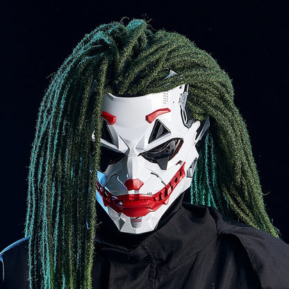Halloween Cyberpunk Clown Mask with Braided Hair