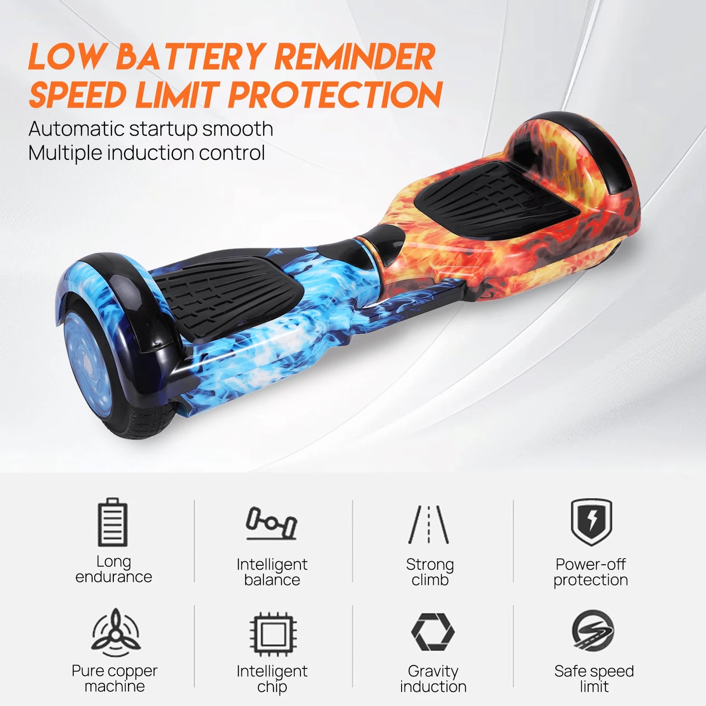 Self Balancing Hoverboard with Bluetooth Speaker LED Blue