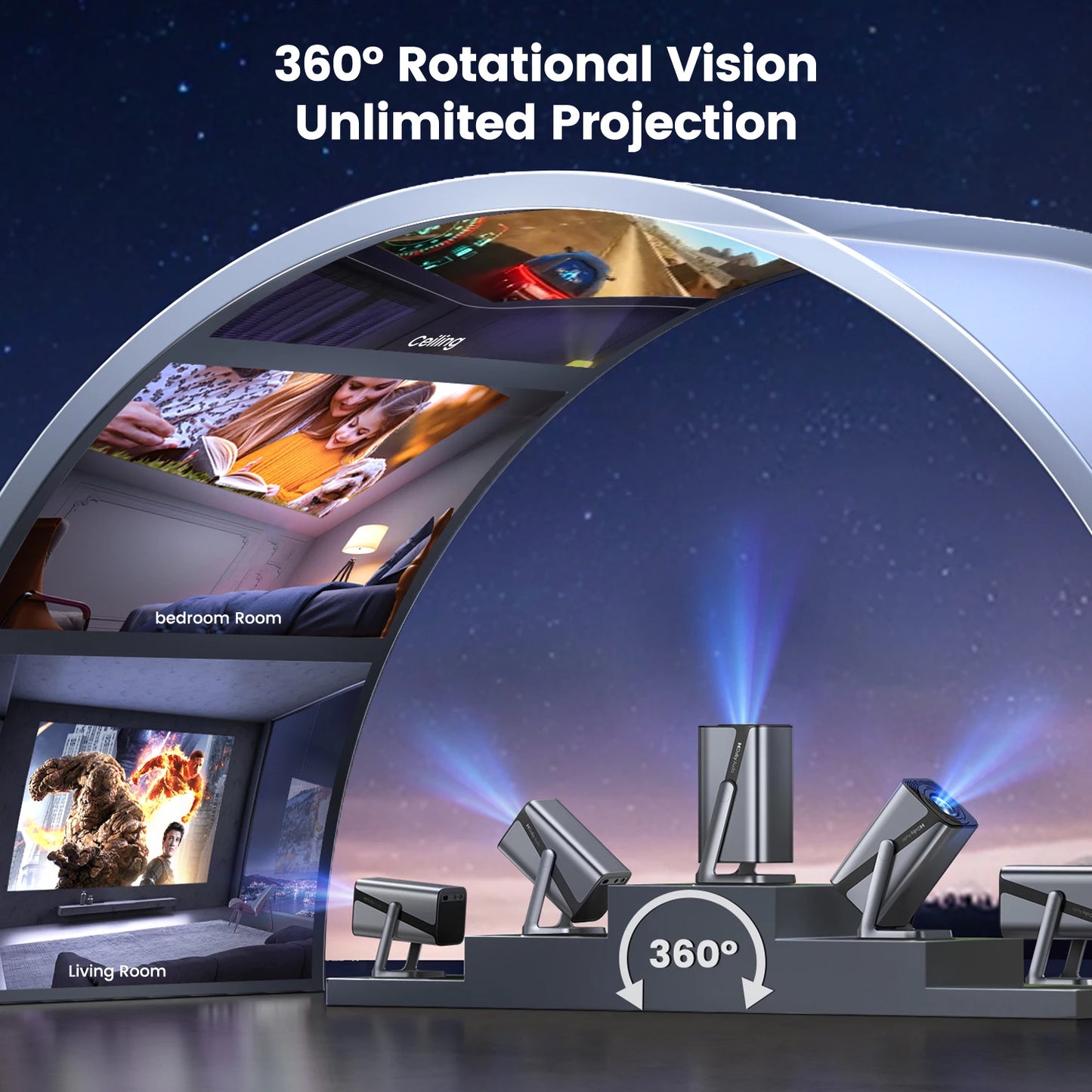 4K Portable Projector with Auto Focus and WiFi6